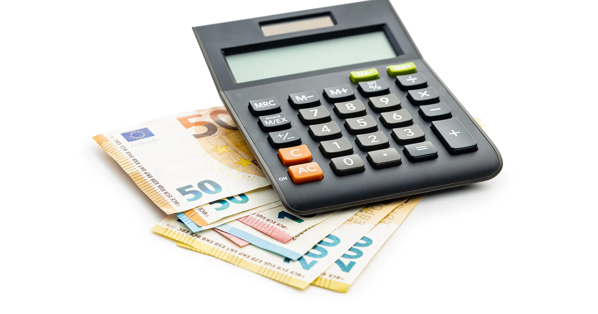 Briefgeld met een rekenmachine